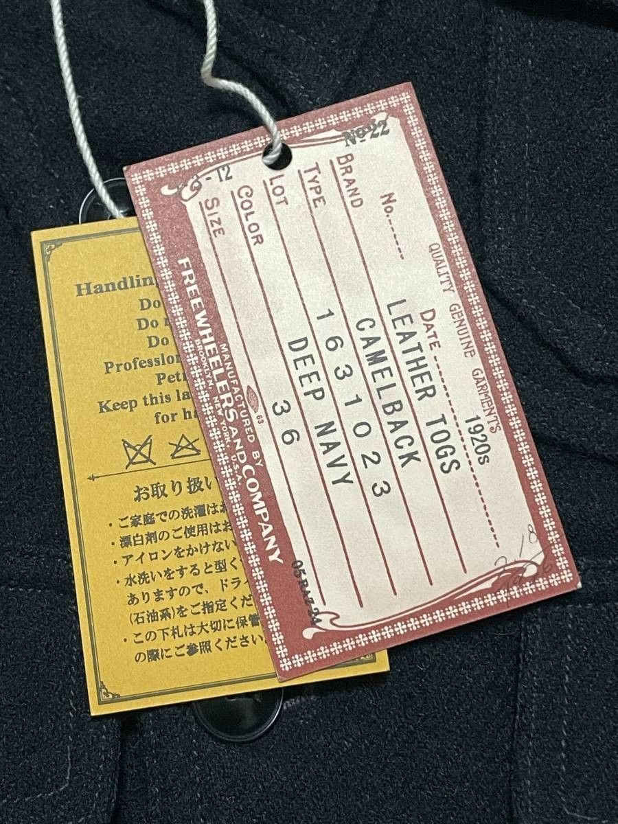 極美品 36 FREEWHEELERS LEATHER TOGS 1631023 CAMEL BACK DEEP NAVY