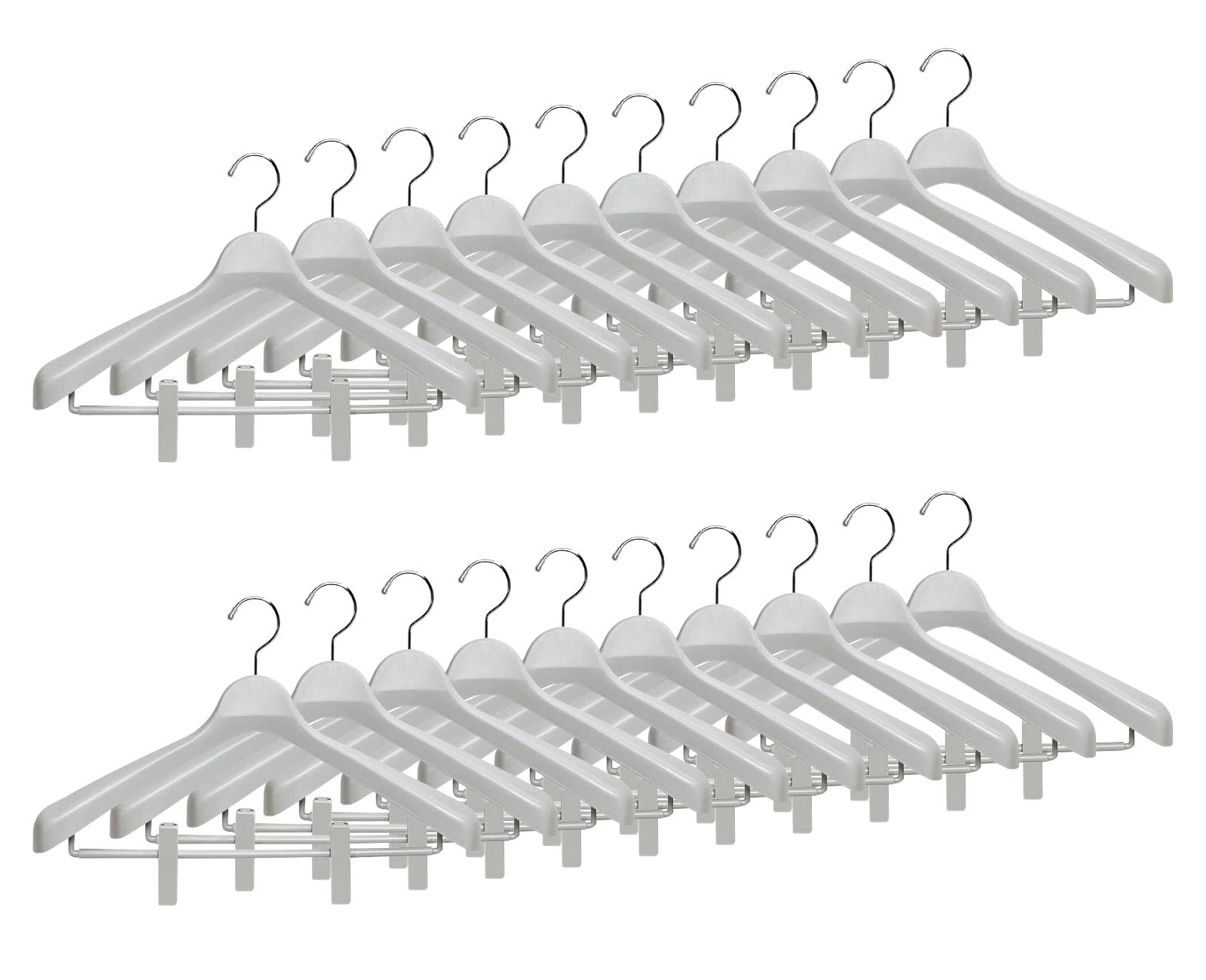 ワイド 大きい かたくずれ防止 衣類ハンガー すべり止め付のクリップ付 回転フック 厚み5.2㎝ おしゃれ スーツ シャツ スーツハンガークリップ幅45㎝ ジャケット コート シンコハンガー Shinkohanger グレー 20本セット
