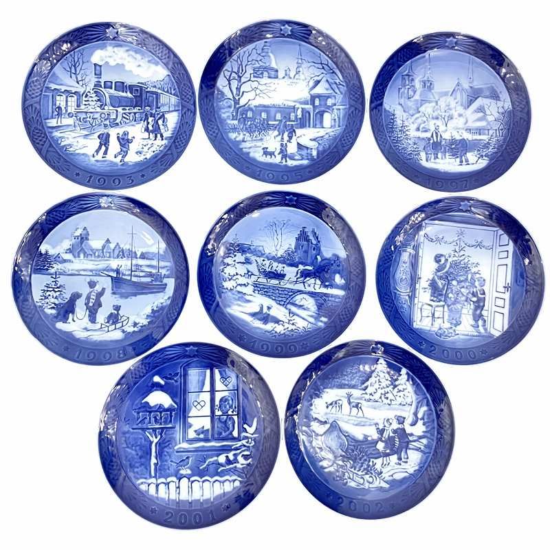 ロイヤルコペンハーゲン  イヤープレート クリスマスプレート 93年 95年 97年 98年 99年 00年 01年 02年 8枚セット 飾り皿 絵皿 紺 ネイビー 食器 /VU● 0105