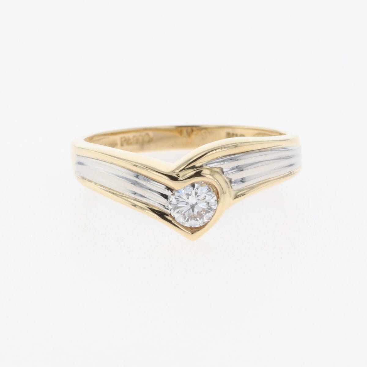 メレダイヤ デザインリング YG イエローゴールド プラチナ 指輪 リング  