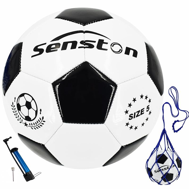 Senston サッカーボール 5号球 き-トレーニング試合サッカー大人と青少年サッカーポンプ付