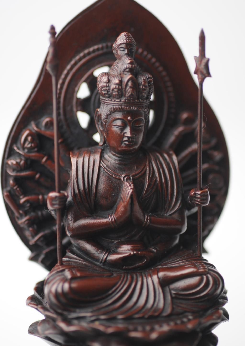 思いやりのある 千手観音菩薩 - 総高14.5cm 銅製 高岡銅器 仏像 数回使用