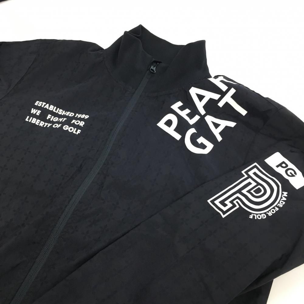 美品】パーリーゲイツ ジャケットブルゾン ネイビー 地模様 ロゴ