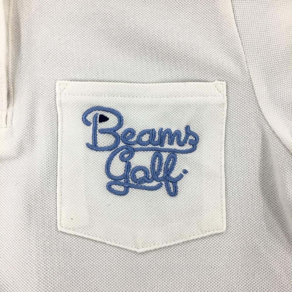 BEAMSGOLF - 【美品】ビームスゴルフ 半袖ポロシャツ 白×ブルー 背面ストライプ サッカー生地 レディース S ゴルフウェア BEAMS GOLF BEAMSGOLF - 【美品】ビームスゴルフ 半袖ポロシャツ 白×ブルー