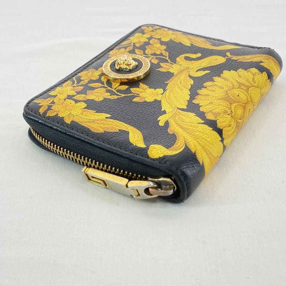 中古】VERSACE Barocco Wallet ブラック ヴェルサーチ バロッコ  