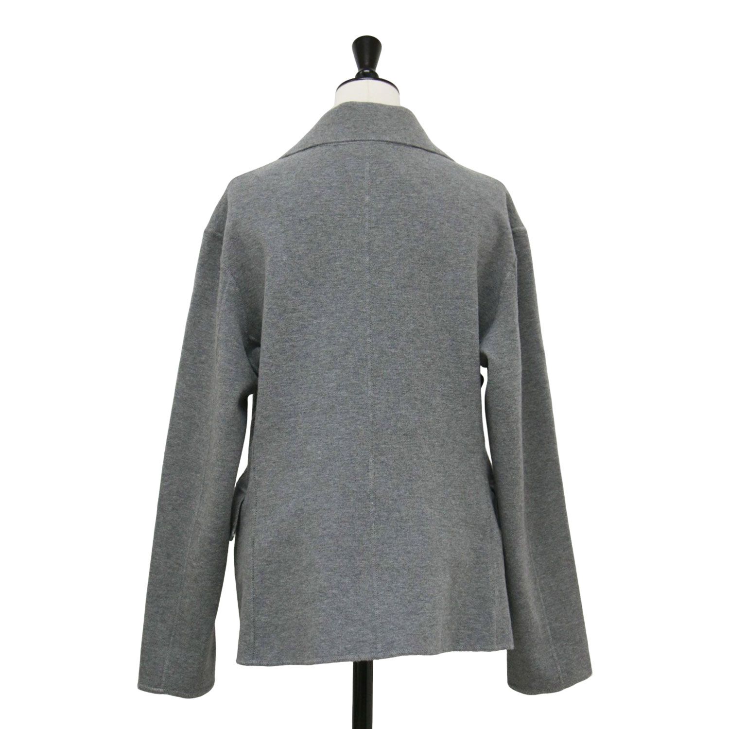 JIL SANDER ジル サンダー ジャケット グレー ブラック サイズ 40 L | ミラノリブ ニット ジャケット | ダブルブレスト 長袖 バイカラー ウール | イタリア製 | アウター ブルゾン コート 上着 レディース