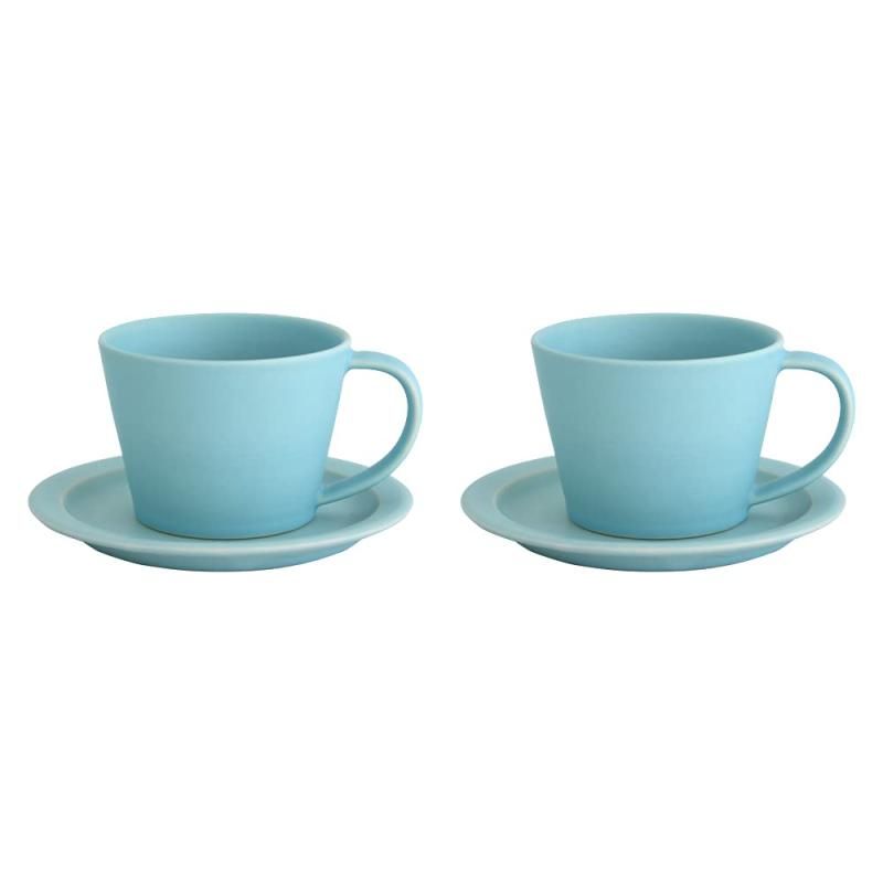 SAKUZAN コーヒーカップ＆ソーサー 同色２客セット 美濃焼 作山窯 ターコイズ