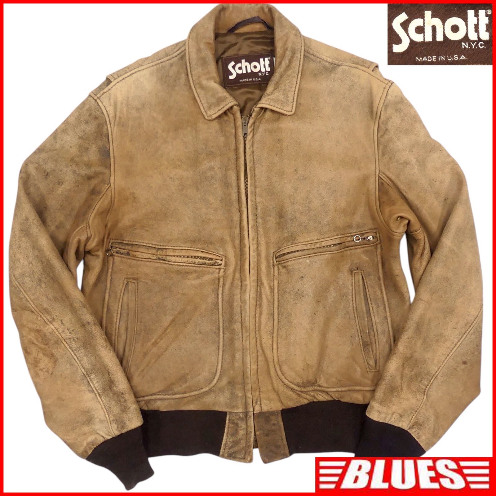 SCHOTT FLIGHT JACKET 40サイズ Schott Type B3 (B-3) Flight Mouton Leather Jacket Size 42