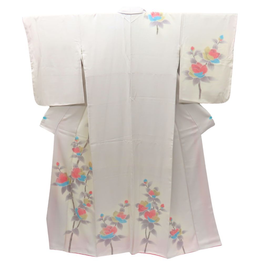 【中古】 訪問着・付下 正絹(金銀糸除く) ホワイト系 草花柄 フォーマル 和装 呉服 和服 きもの レディース 女性 中古】 訪問着・付下 正絹(金銀糸除く) ホワイト系 草花柄 フォーマル