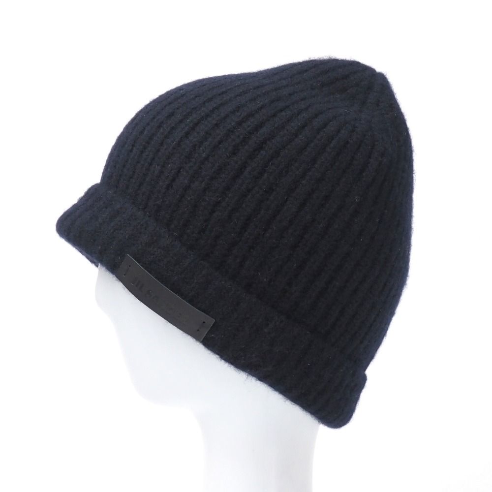 JIL SANDER ジルサンダー ニットキャップ サイズU ニット ビーニー レザーロゴ 帽子 イタリア製 ブランド古着 20251027 RA6356