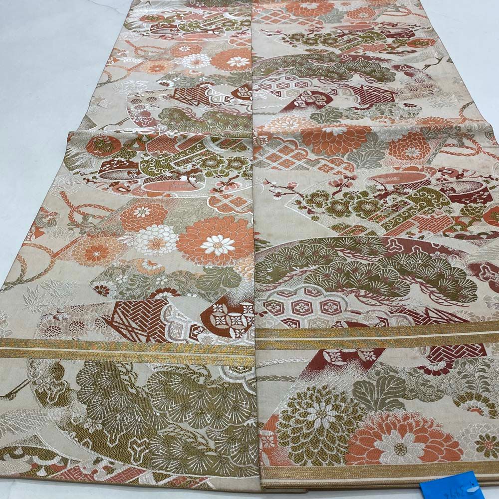 丸帯 アンティーク ヴィンテージ 金帯 364cm 花嫁衣装 貸衣装 中古 リサイクル 結婚式 婚礼 着付け 舞台 きもの 着物 3496