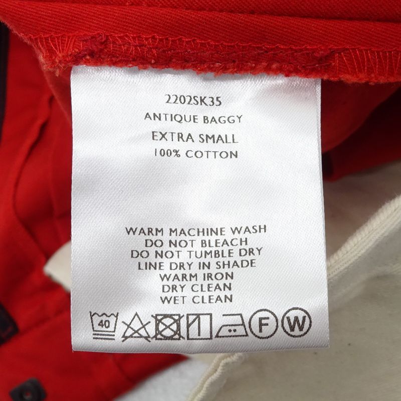 Shinya Kozukaアンティークバギー 赤 S 100%コットン Shinya Kozukaアンティークバギー 赤 S 100%コットン Shinya Kozuka