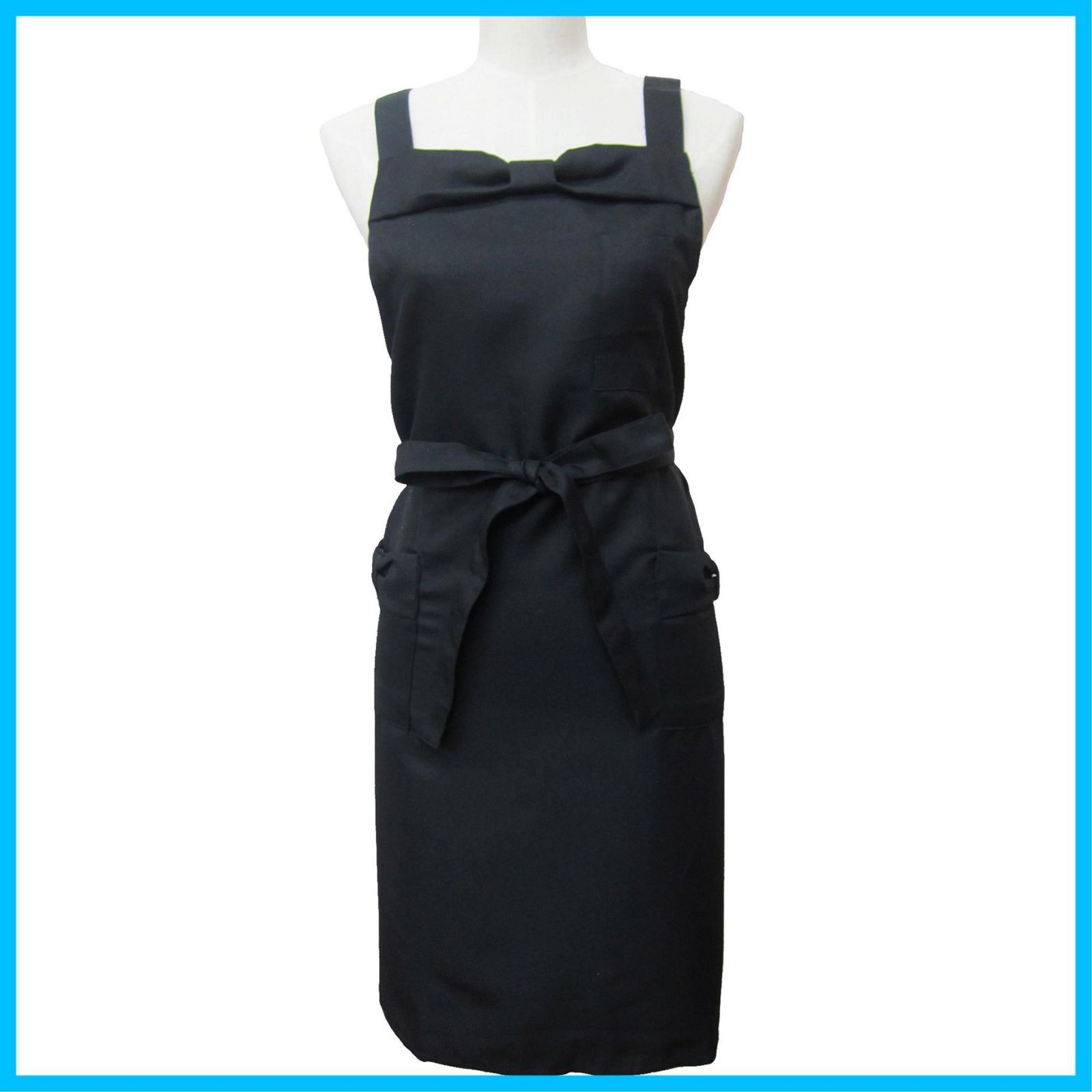 かわいい おしゃれ 女性用 リボン エプロン ブラック TO40