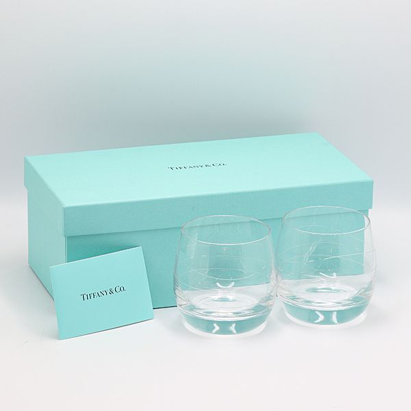Tiffany &amp; Co. - ティファニー ペアグラス新品同様  クリア TIFFANY&Co. ティファニー ペアクリスタル グラス 2個セット