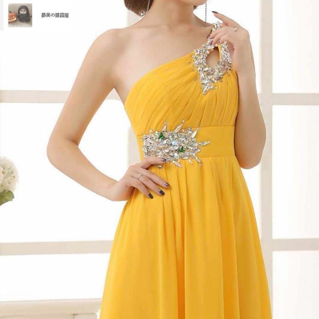 ビジューがオシャレなワンショルダー イブニングドレス