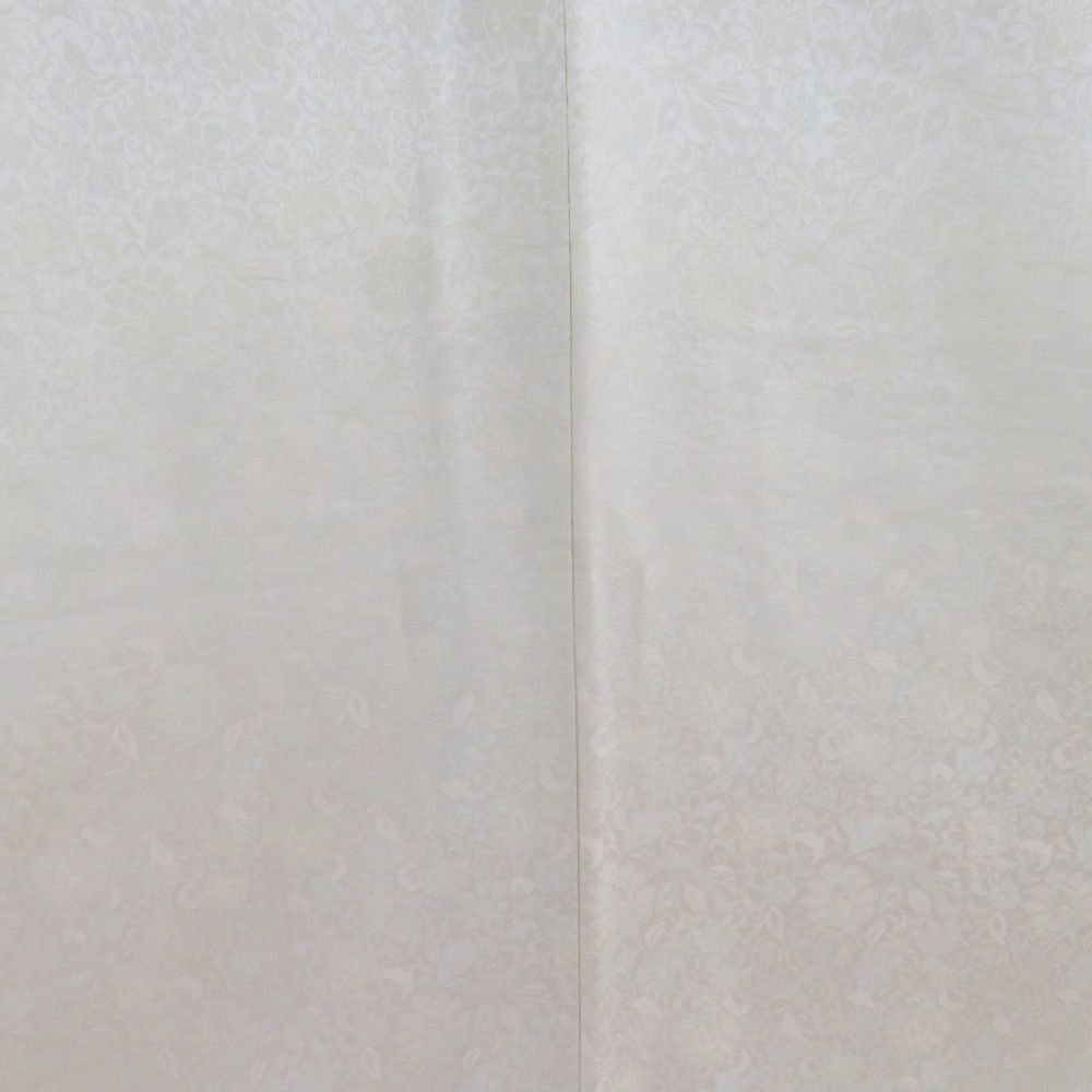 色無地 黄金繭 黄緑色 唐草に鳳凰地紋 袷 広衿 正絹 仕立て上がり着物