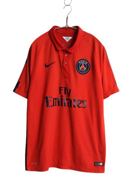 【お得なクーポン配布中!】 ナイキ パリサンジェルマン サッカー ユニフォーム メンズ L 正規品 14 15 3rd モデル オフィシャル レプリカ ゲームシャツ ポロシャツ 赤