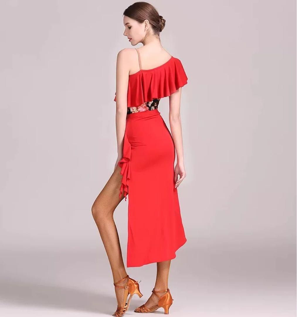 ♥ インナー付きラテンドレス 花柄 練習着 デモ ダンスパーティにも