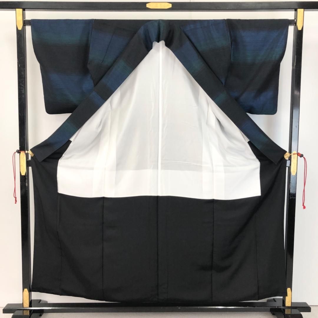 紬着物 横段模様 グラデーション 黒色 K-5268 WWW_NOITHATQUANGTHANH_NET