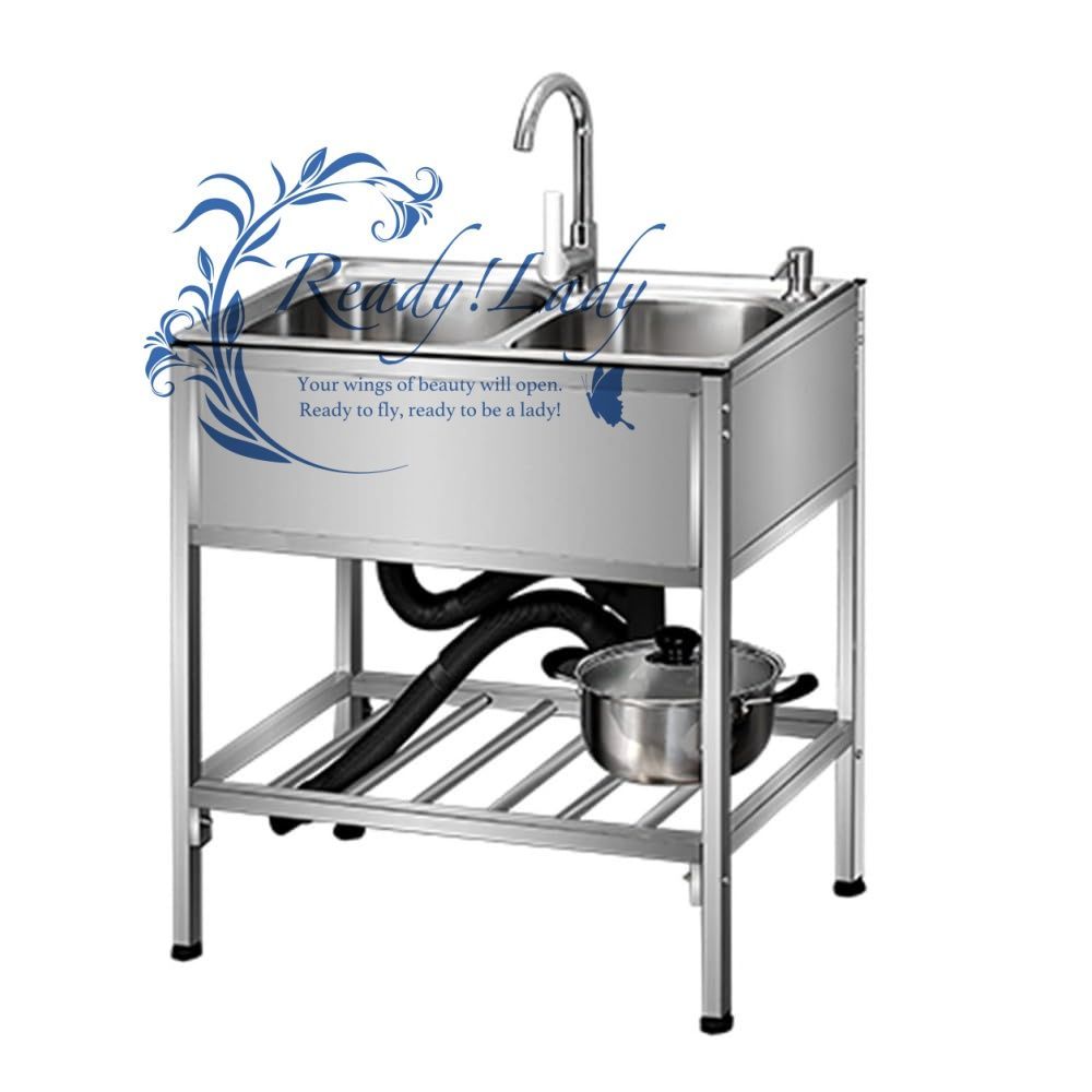 流し台 ステンレス 屋外 流し台下 簡易式 ステンレス製 流し台304ステンレス 屋外 流し台下 収納ラック 簡易 ガーデンキッチン ステンレス蛇口付き 錆びにくい 業務用レストラン シンク 自立型キッチン シンク セット ダブル 74*41*79.5