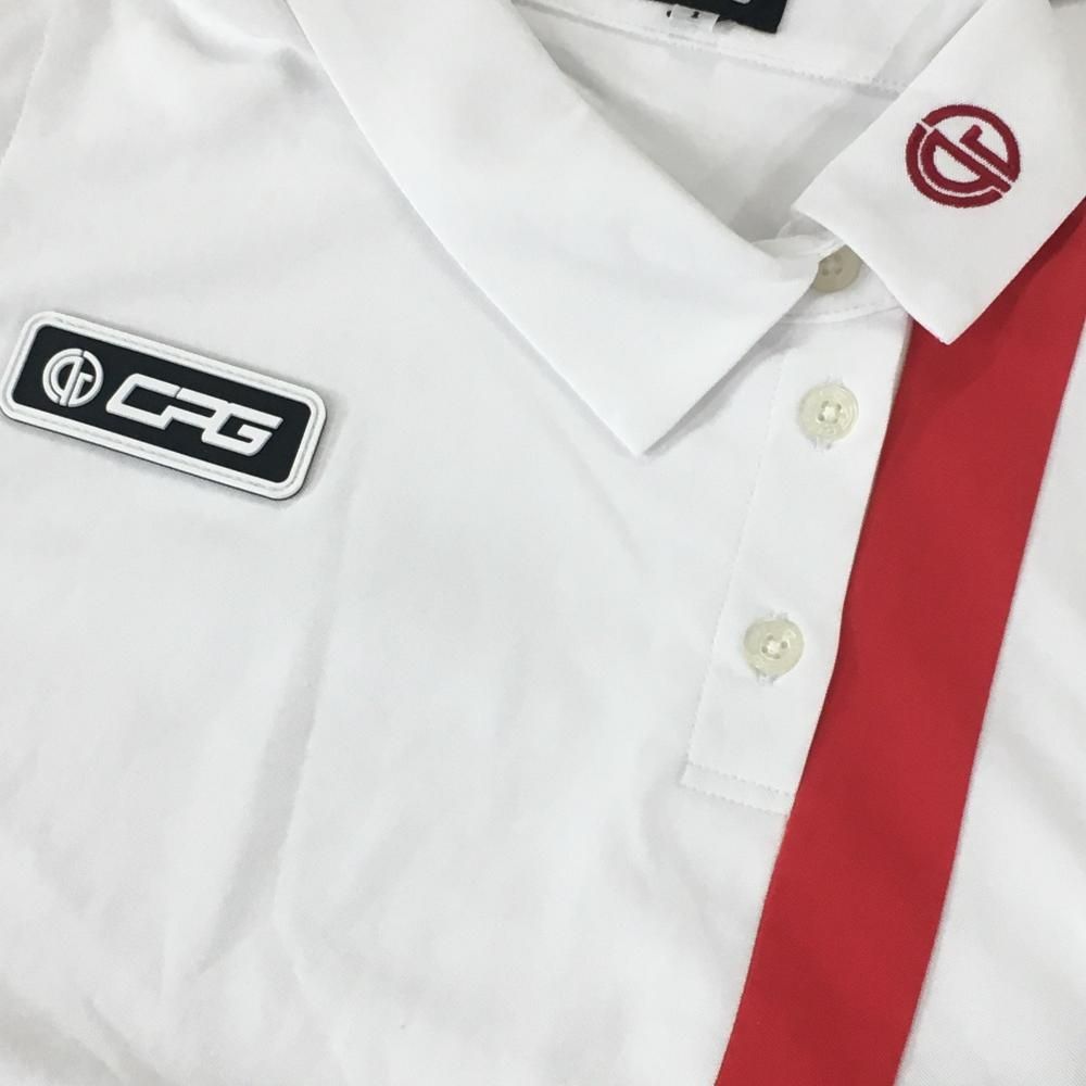 新品】シーピージーゴルフ ノースリーブポロシャツ 白×レッド 前