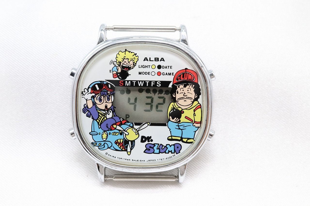 W257-66 超 動作品 電池交換済 SEIKO ALBA セイコー アルバ Dr.スランプ アラレちゃん デジタル 腕時計 フェイスのみ Y757-4000