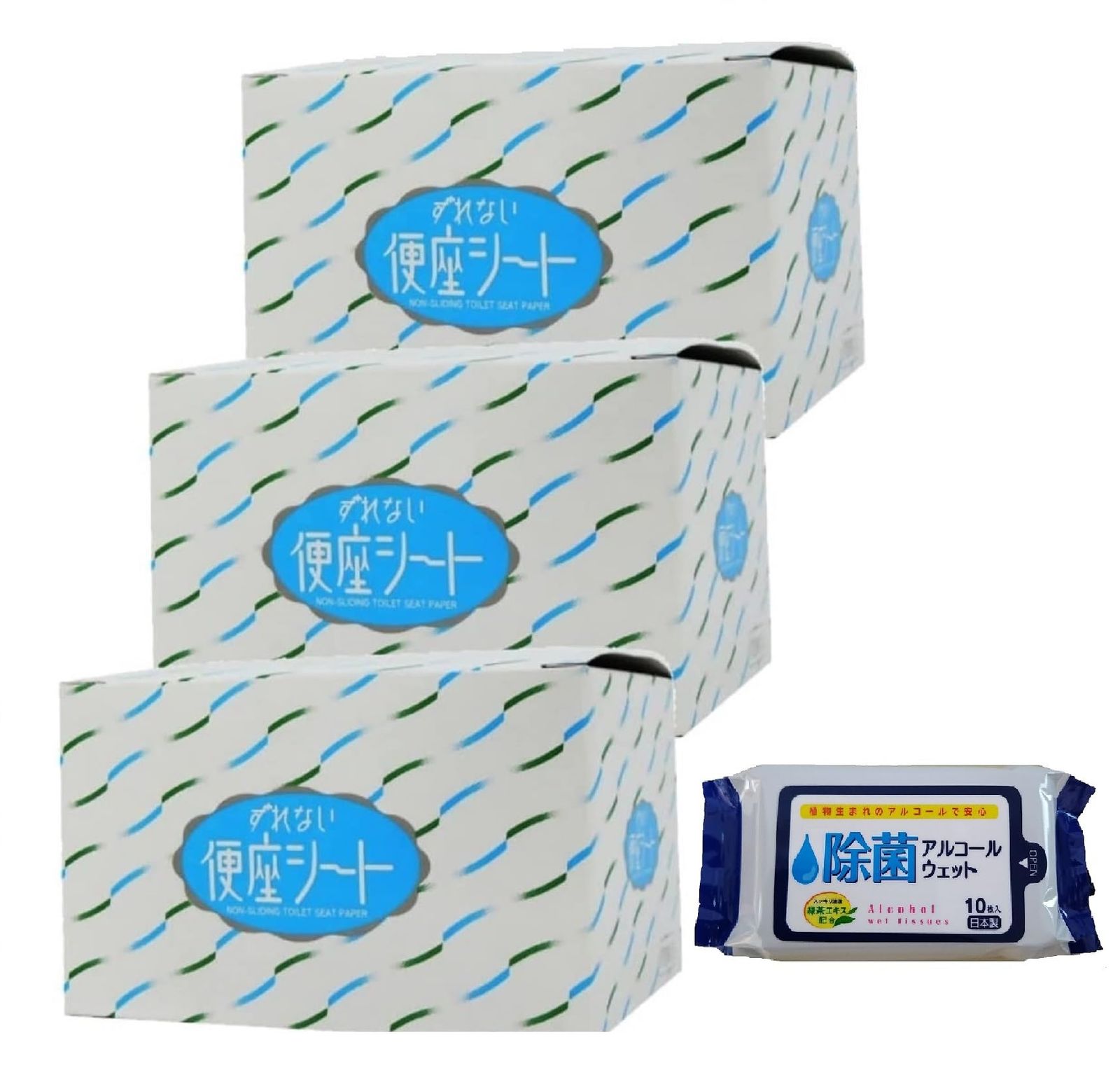 ずれない便座シート(70枚入) 3箱 + 除菌シート [3]