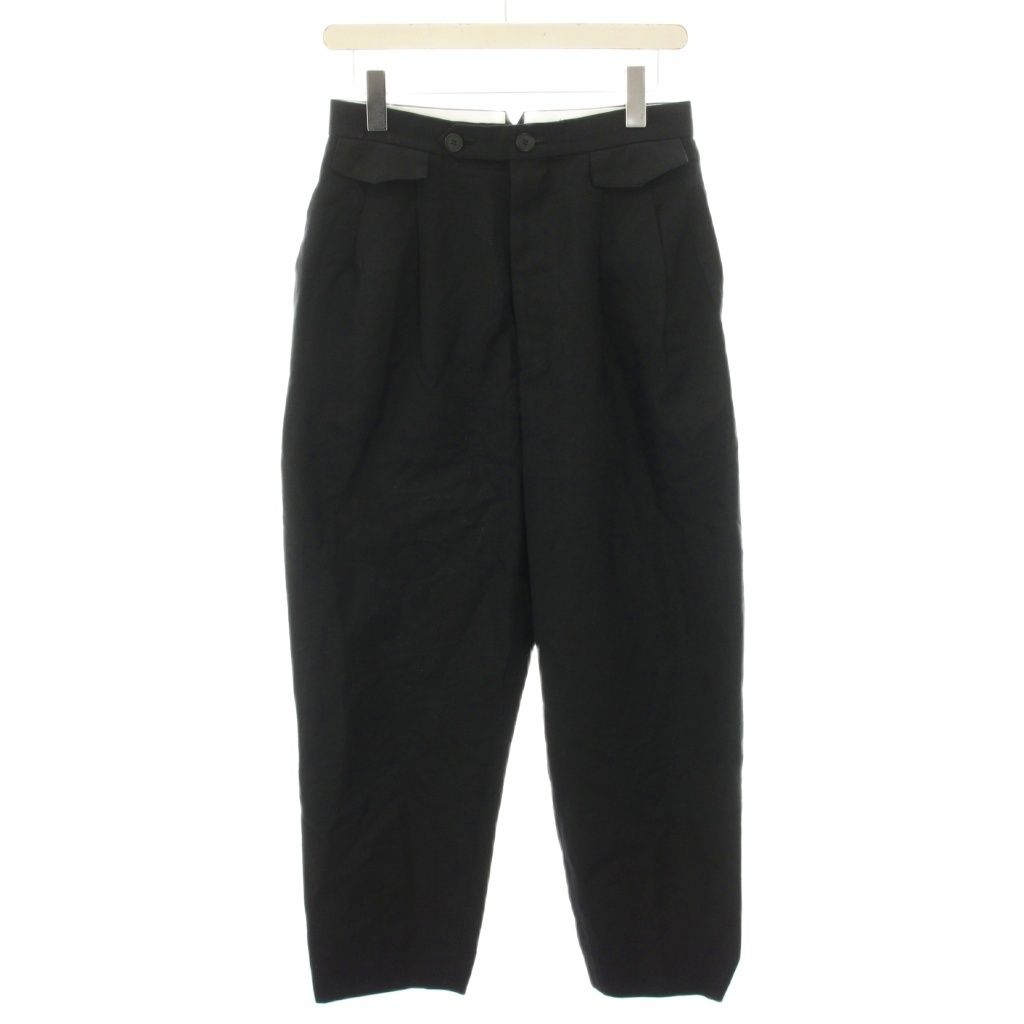 ブラミンク BLAMINK コットンモヘアウールタックテーパードパンツ スラックス ジップフライ モヘヤ混 38 黒 ブラック 7914-299-0229 YT