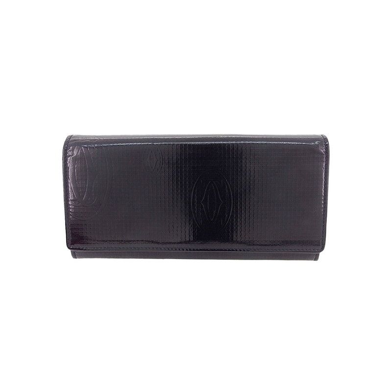 CARTIER カルティエ ハッピーバースデー ブラック 黒 シルバー金具 パテントレザー 長財布 ロングウォレット レディース 600058 【中古】 Cartier（カルティエ） ハッピーバースデー 長財布 ブラック エナメル