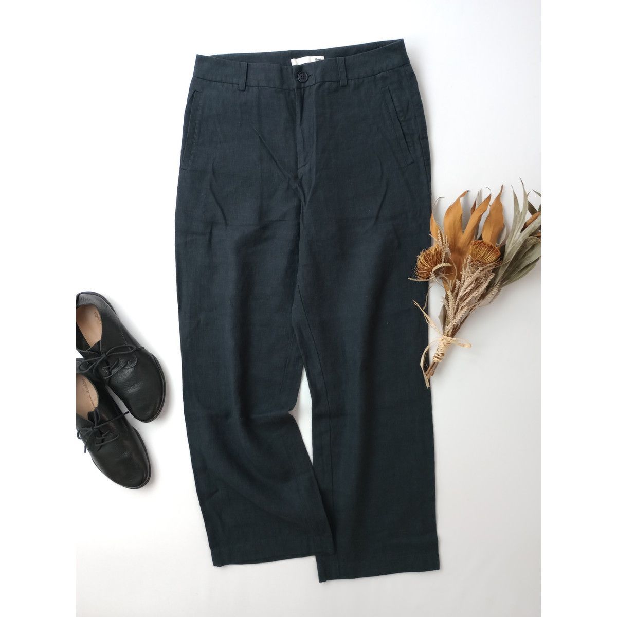 evam eva リネン　パンツ evam eva エヴァムエヴァ リネン 麻 100％ パンツ 日本製 1 黒