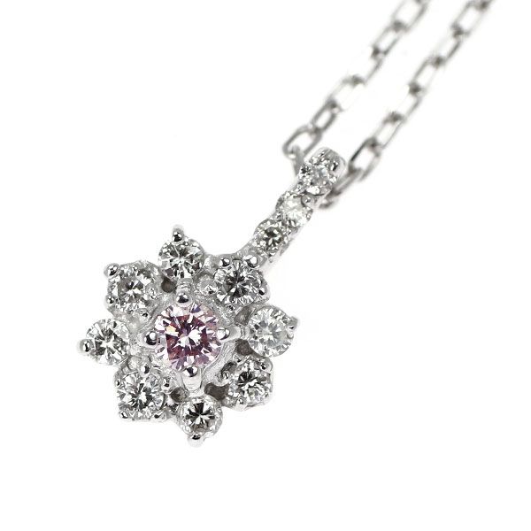 K18WG 天然ピンク ダイヤモンド ペンダントネックレス 0.03ct D0 K18WG 天然ピンク ダイヤモンド ペンダントネックレス 0.03ct D0
