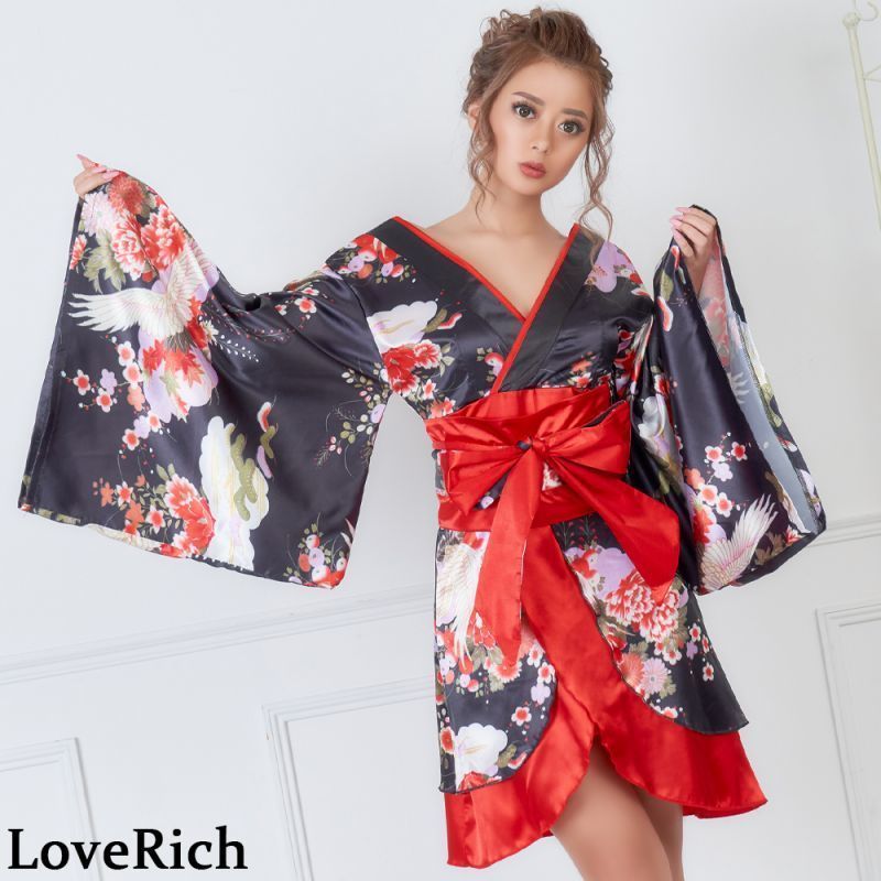 LoveRich 花魁 レース 高級ライン】【2カラー/2点セット】総レース ロングinミニ