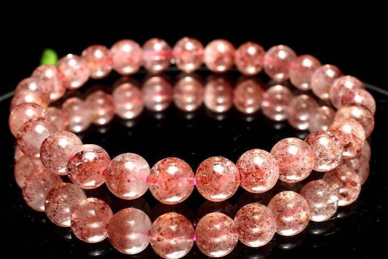 １点物 AA 赤い煌めき ストロベリークォーツ レピドクロサイトインクォーツ 6.5mm ブレスレット パワーストーン 天然石 _MA9157