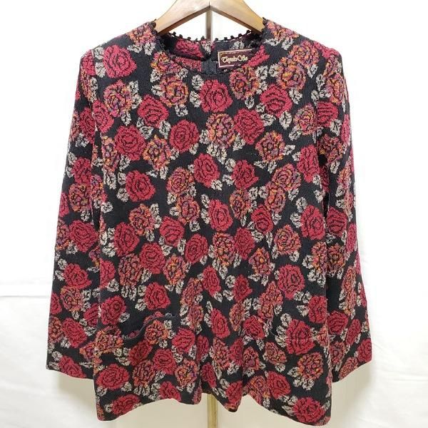 wnc サイトウトヨコ 斉藤都世子 ニット・セーター 黒 えんじ ニット 花