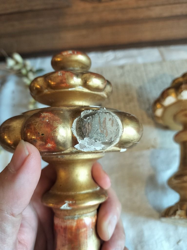 フランス アンティーク 素敵な 木製 壁付け カーテンフック ふさかけ