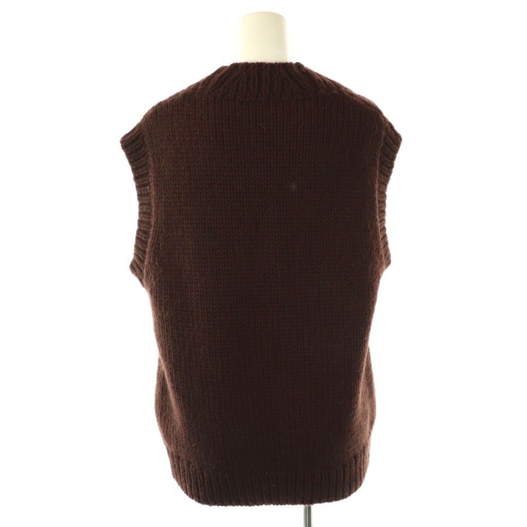 ドリスヴァンノッテン DRIES VAN NOTEN ウールモヘヤニットベスト Vネック XS ブラウン DO OS