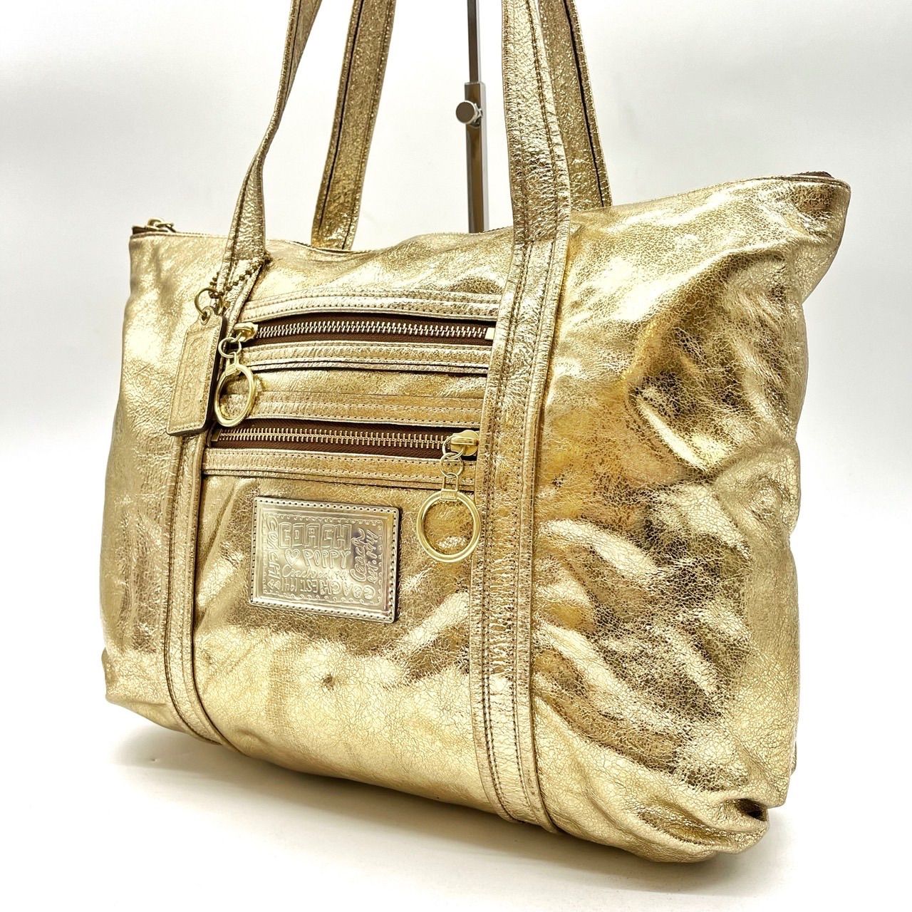 超激レア‼️ コーチ　トートバッグ 肩掛け ポピー POPPY A4 ゴールド 超激レア‼️ コーチ トートバッグ 肩掛け ポピー POPPY A4 ゴールド 超