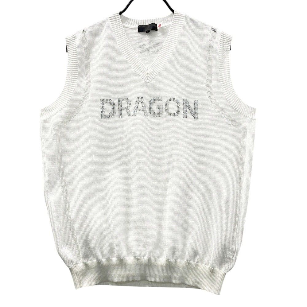 サイズ 4 DANCE WITH DRAGON ダンスウィズドラゴン Vネック ニットベスト ラインストーン ホワイト系 240101530057 ゴルフウェア メンズ ストスト