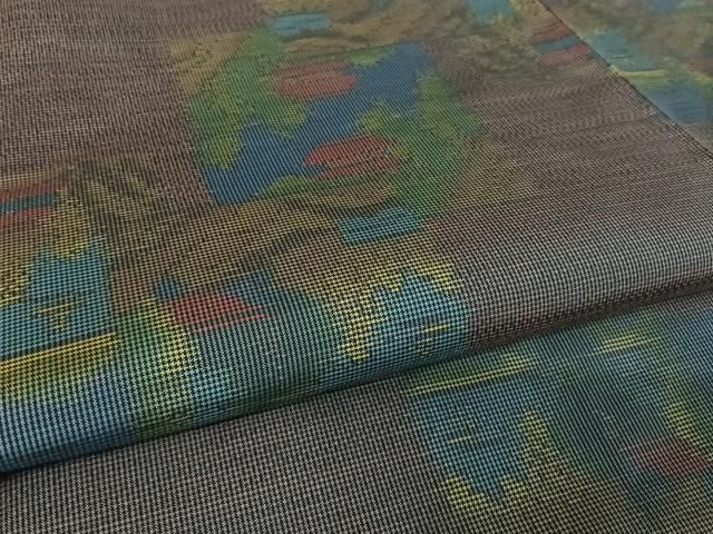 平和屋着物○本場大島紬 一元7マルキ 色紙風景文 正絹 逸品 未使用