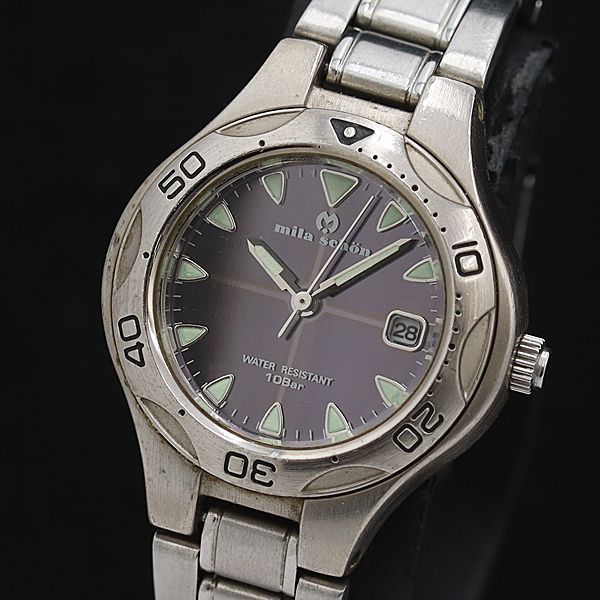稼動 ミラショーン QZ BS11-UA94-1962S-0509 ブラック文字盤 ラウンド デイト メンズ腕時計 2000000 NSK OMI