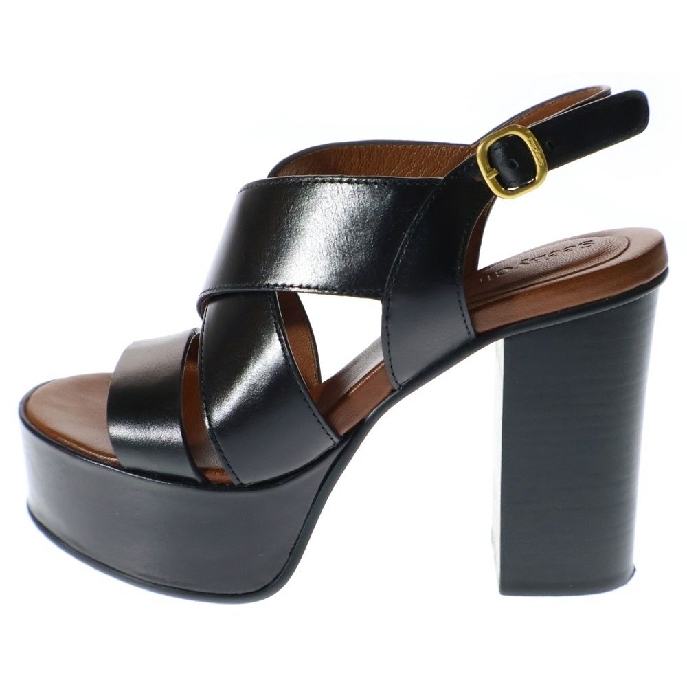SEE BY CHLOE シーバイクロエ LEATHER SANDALS クロスデザイン レザー ハイヒール サンダル レディース ブラック|ブラウン SB34075A