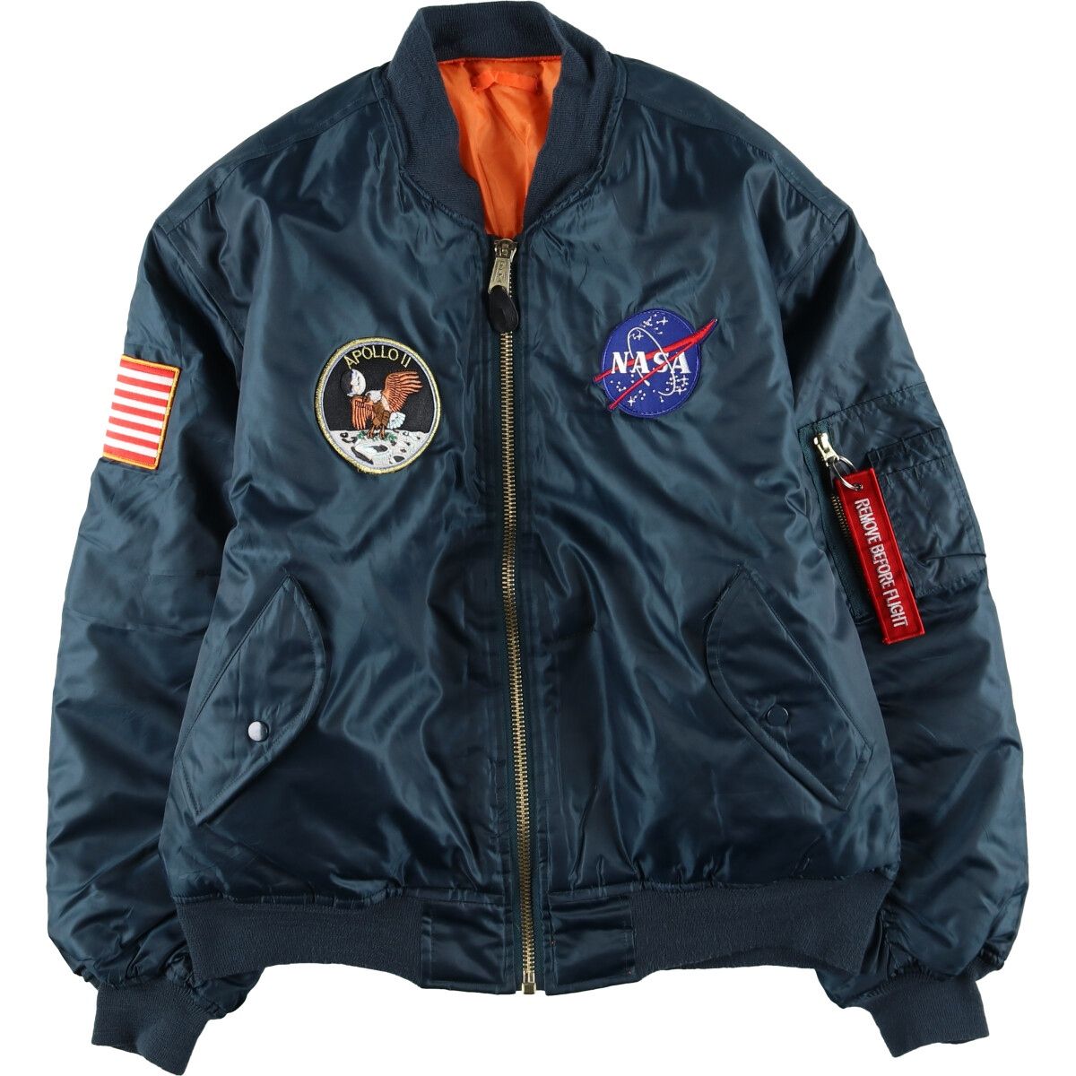 古着 民間品 NASA ナサ 中綿入り MA-1タイプ ミリタリー フライトジャケット メンズL相当/eaa506794