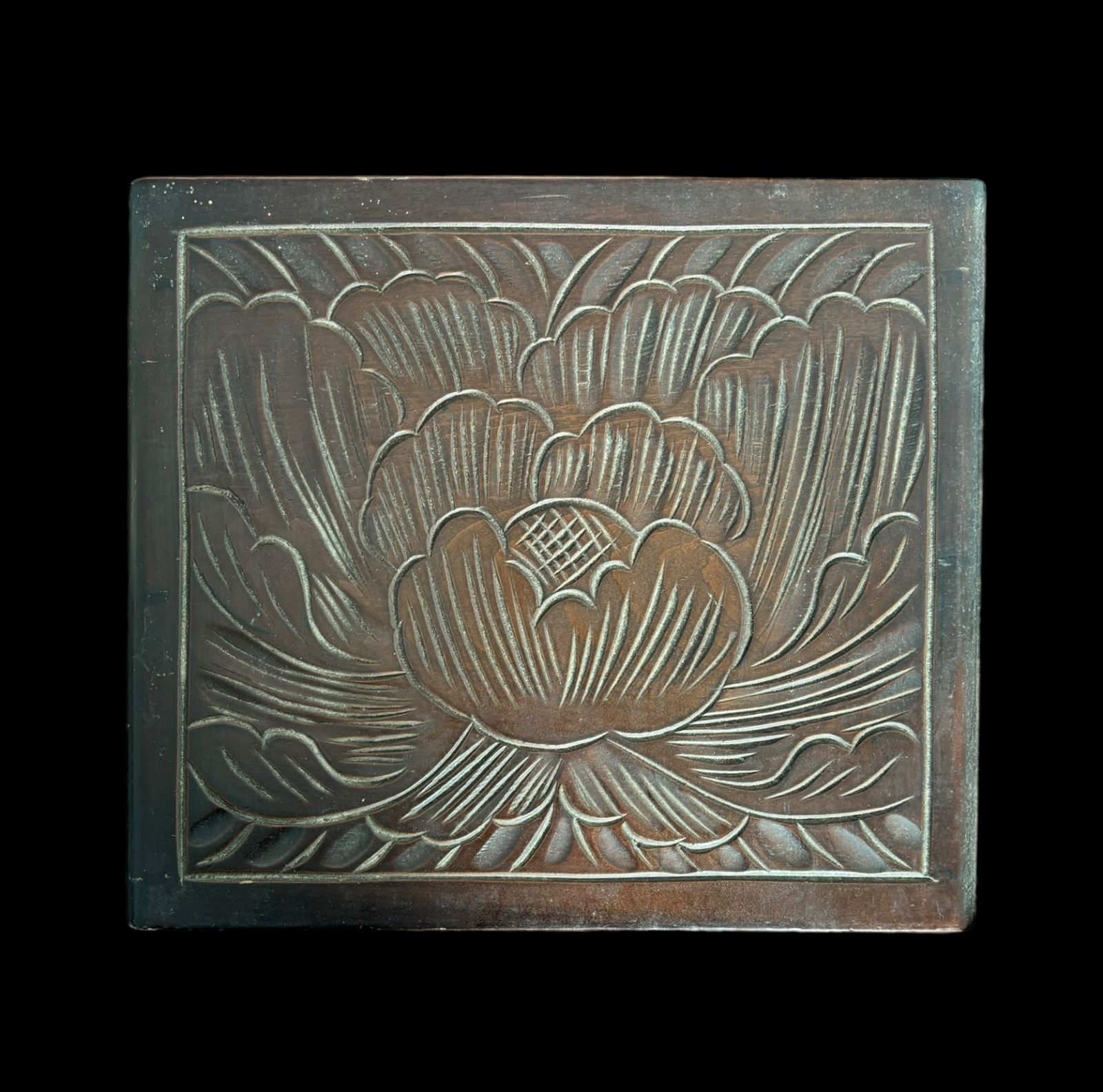 ♪日光彫 2段小引出し 菊 牡丹 菖蒲♪ ♪日光彫 2段小引出し 菊 牡丹 菖蒲♪