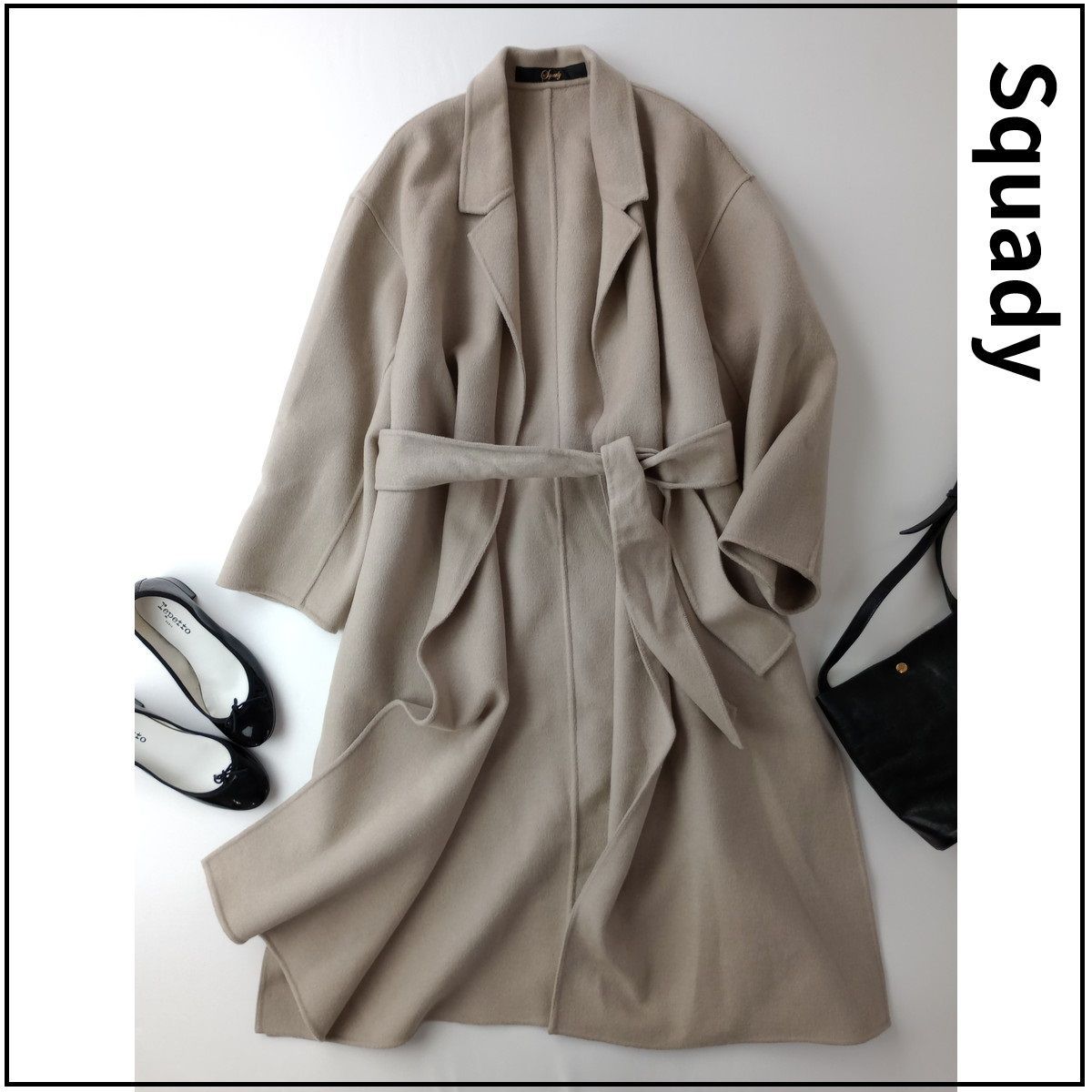 Squady スカディ ウール ロングコート テーラード ガウン 羽織