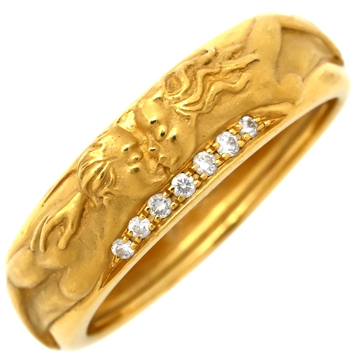カレライカレラ Carrera y Carrera リング 指輪 彫刻モチーフリング K18YG ダイヤモンド イエローゴールド ＃61 750YG 18金 ダイヤ 20号