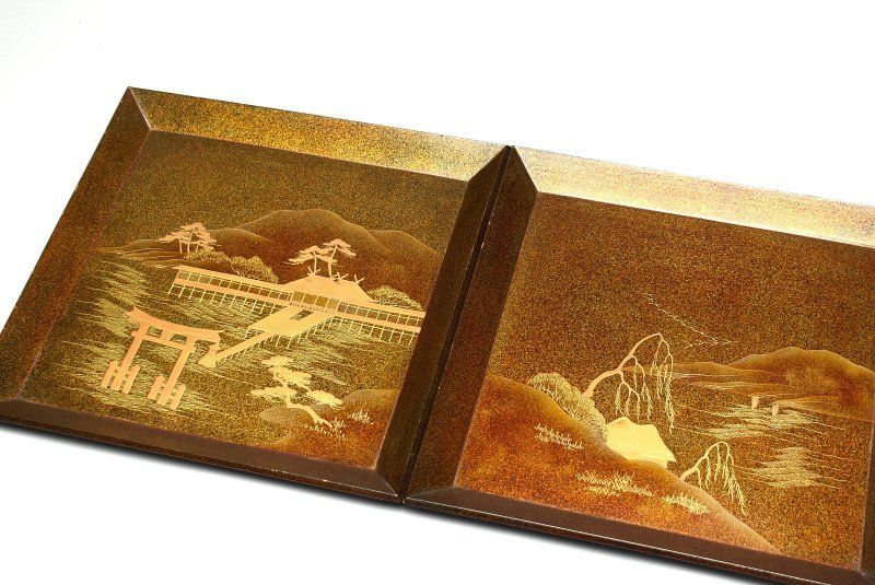 蔵A5074 時代 梨地蒔絵絵替盆 十枚 WWW_IBETON_RU