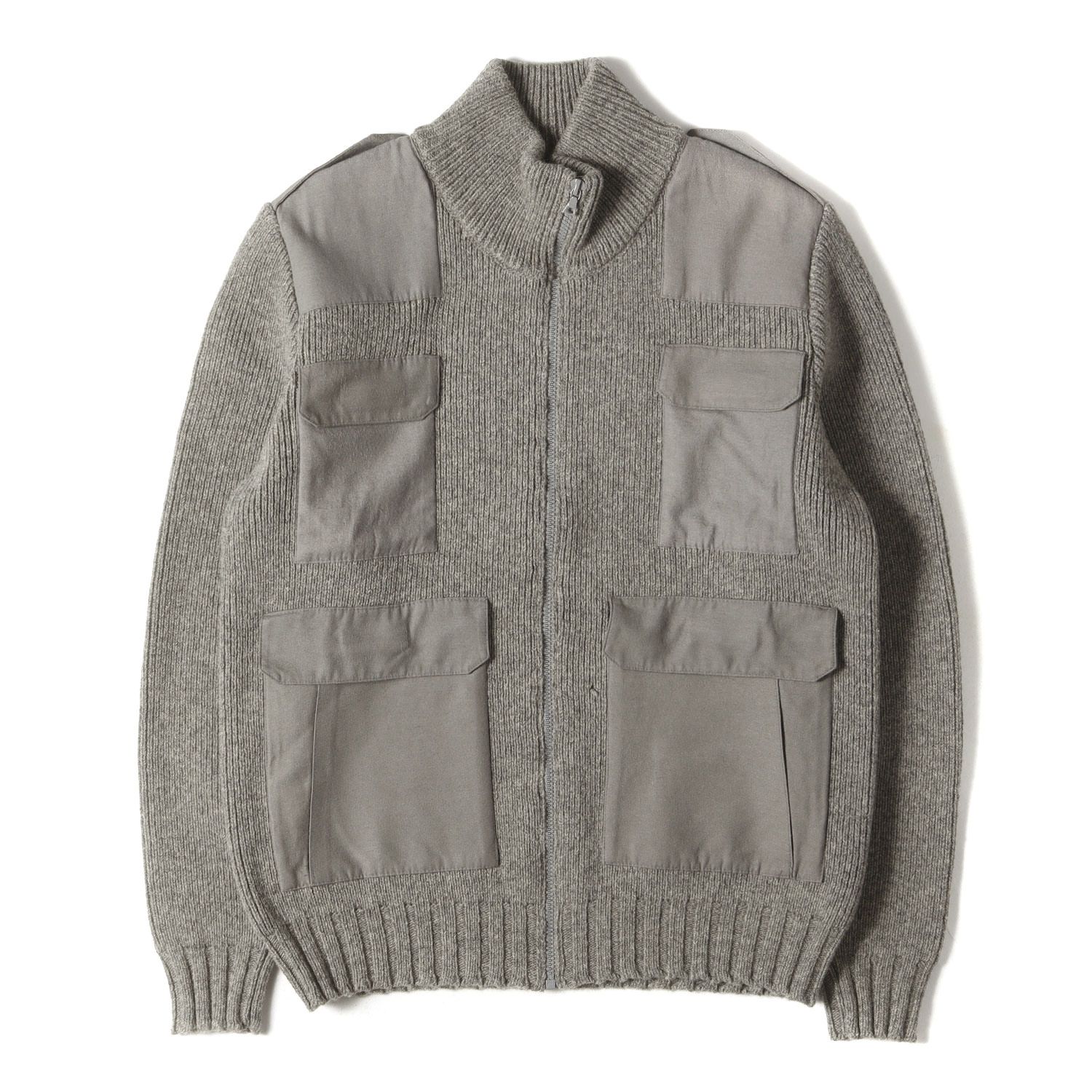 A.P.C. ニット サイズ:1 イーストバイウエスト期 メランジ ハイネック コマンドー ニット / ドライバーズ ジップ  カーディガン ヘザーグレー トップス セーター イタリア製【メンズ】