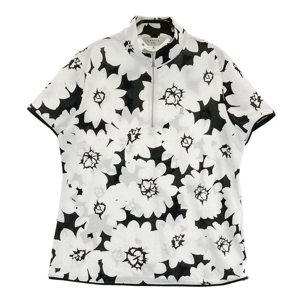 サイズ： LANVIN SPORT ランバン スポール  ハーフジップ半袖Tシャツ 総柄 ホワイト系 [240101275828]# ゴルフウェア レディース ストスト