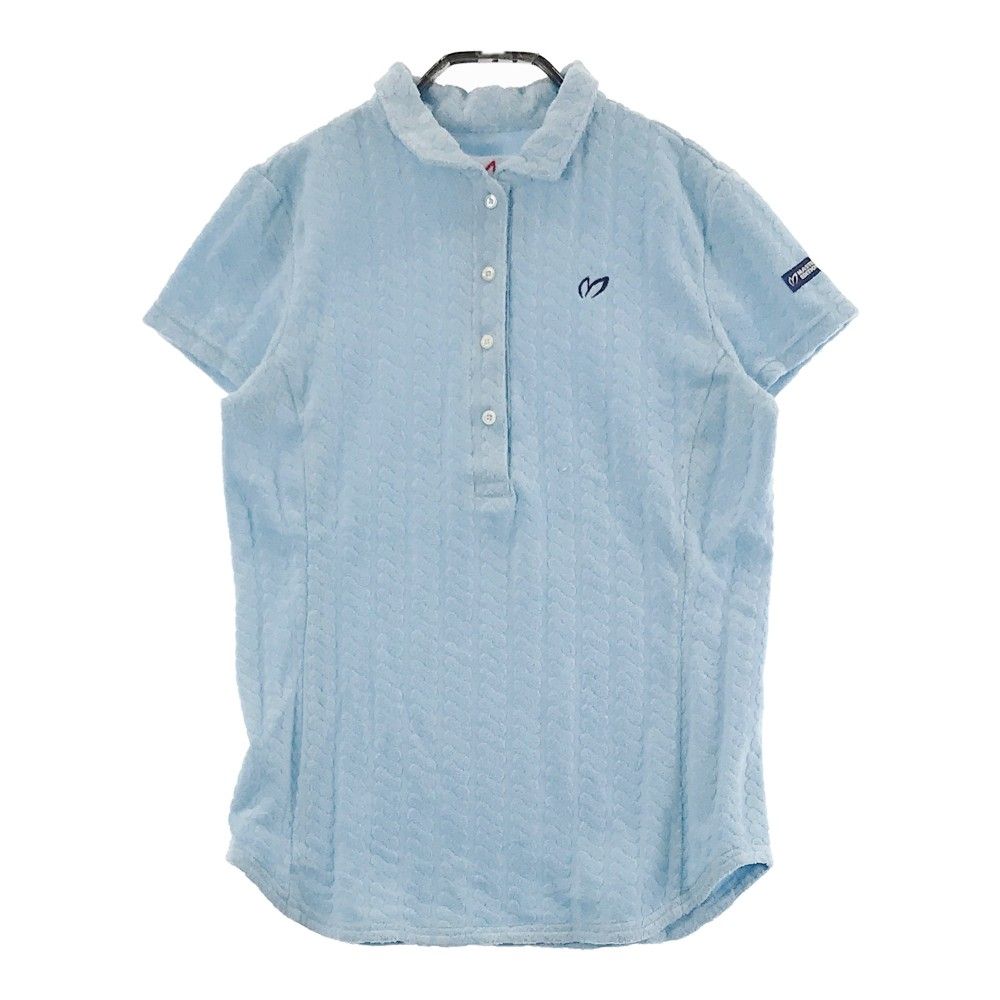 サイズ：0 MASTER BUNNY EDITION マスターバニーエディション  半袖ポロシャツ パイル地 総柄 ブルー系 [240101430237] ゴルフウェア レディース ストスト