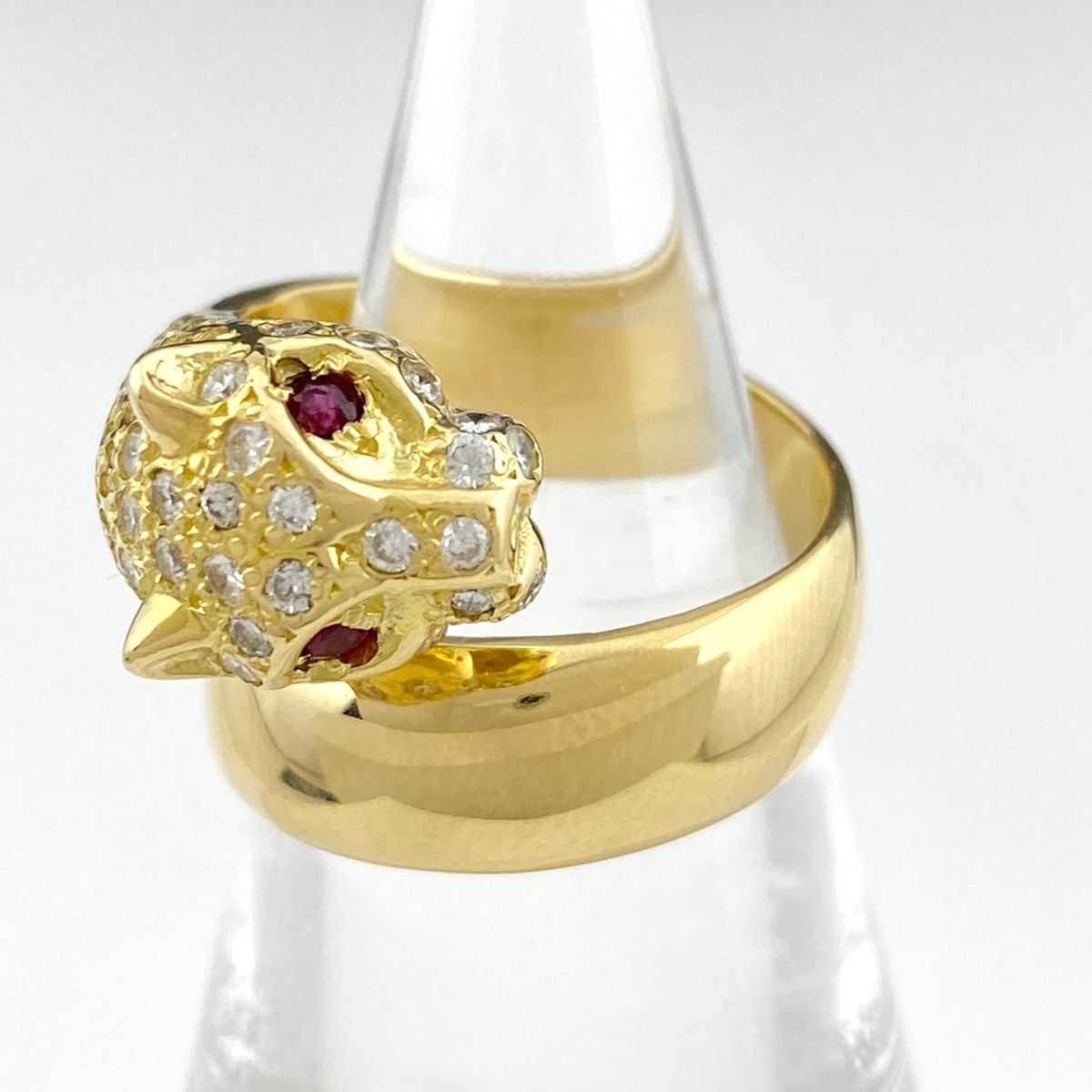 ルビー デザインリング K18 イエローゴールド メレダイヤ 指輪